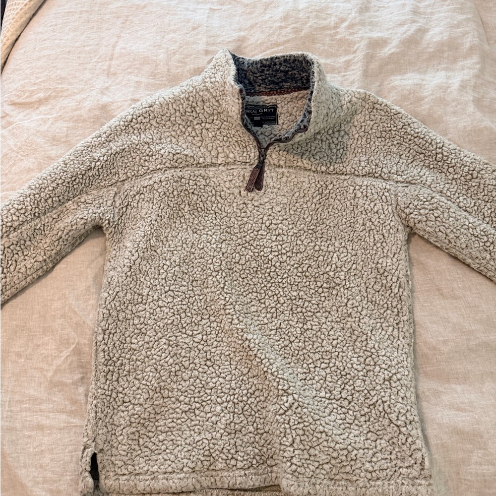 True Grit Sherpa Zip-Up Sweater - Cream